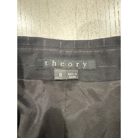 Theory Black Pinstripe Blazer Basiccore Professional Corporate Girly Girlboss Q - Picture 2 of 7